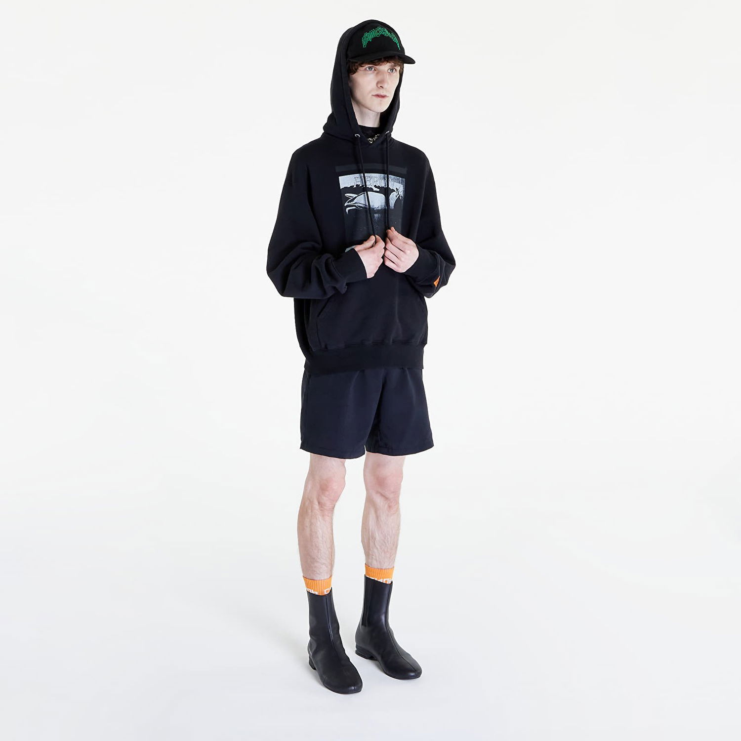 Mikina HERON PRESTON Misprinted Heron Hoodie Čierna | HMBB024S23JER0051010, 1