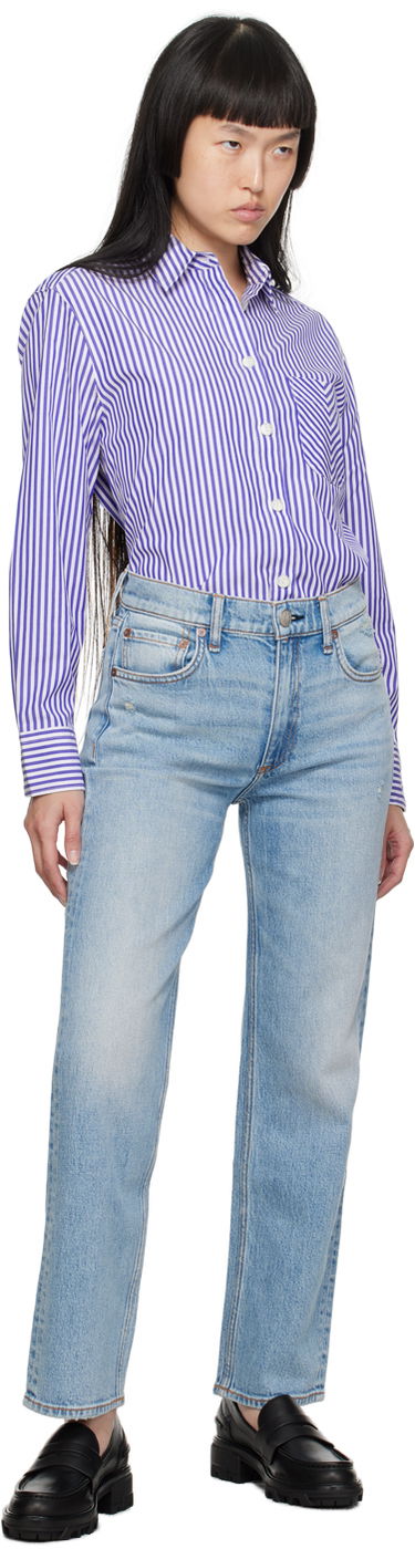 Džínsy rag & bone Rag & Bone Harlow Straight Leg Jeans Modrá | WDD23S2934B7LO, 3