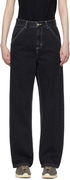 Carhartt Work In Progress Simple Worker Fit Wide Leg Contrast Stitch Denim
