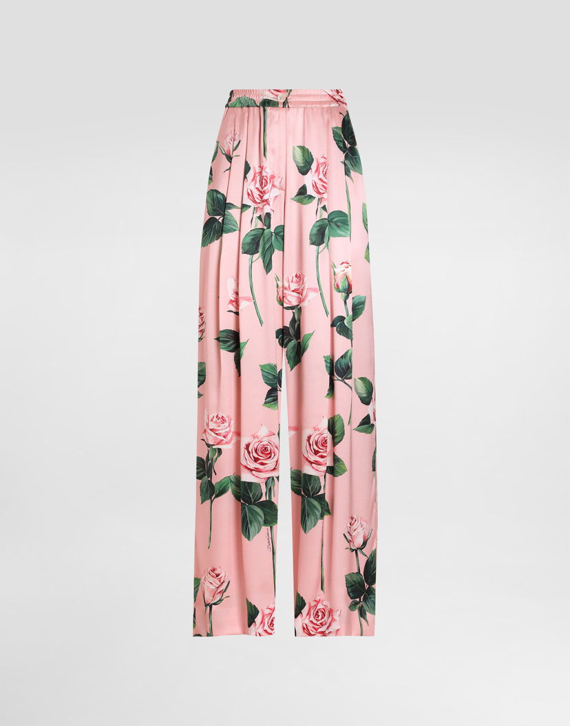 Pyžamo Dolce & Gabbana Dolce & Gabbana Silk Rose Print Pajama Pants Ružová | FTCISTFSA7DHF5IZ
