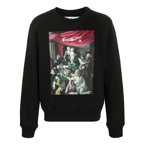 Sveter Off-White Off-White Caravaggio Painting Crewneck Sweatshirt Čierna | OMBA025E20FLE0041010