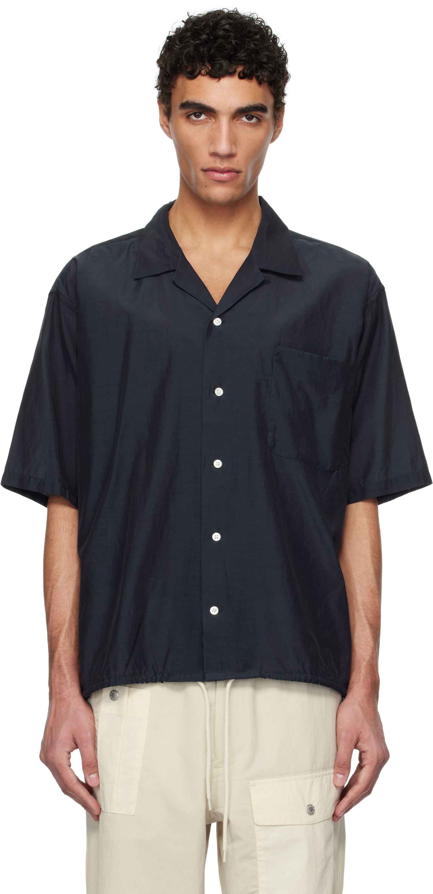 Košeľa NANAMICA Nanamica Open Collar Short Sleeve Shirt Navy | S25SG019U, 0