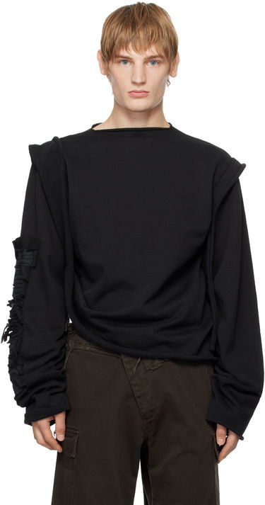 Mikina Ottolinger Ottolinger Distressed Drape Crewneck Sweater Čierna | 2215020199, 0