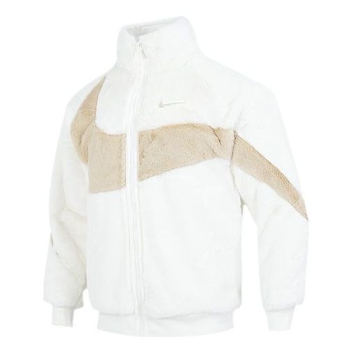 Bunda Nike NSW Swoosh Faux Fur Jacket Biela | FB7664-133