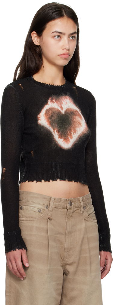 Sveter R13 R13 Flaming Heart Cropped Sweater Čierna | R13WY042-Y016B, 4