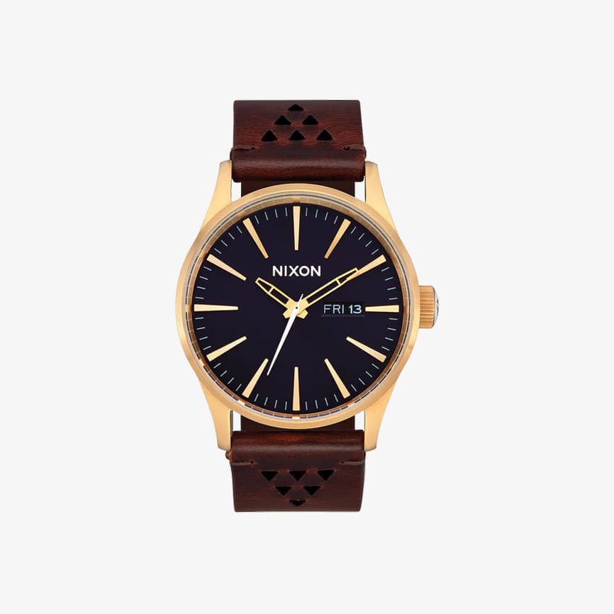 Hodinky Nixon Sentry Leather Watch Gold/ Indigo/ Brown Universal Hnedá | A1055033, 0