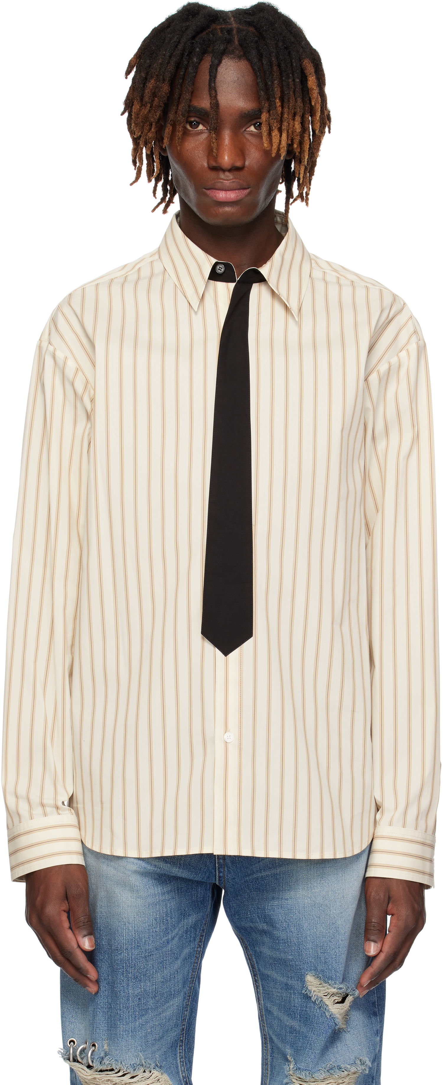 Košeľa We11done We11done Necktie Striped Shirt Béžová | WD-SH0-25-161-M-BG, 0