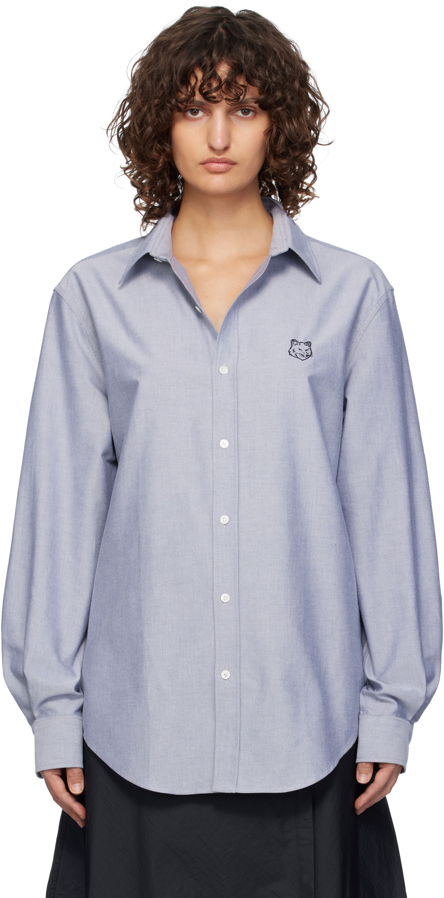 Košeľa MAISON KITSUNÉ Fox Head Skate Shirt Modrá | MM00405WC5012, 0