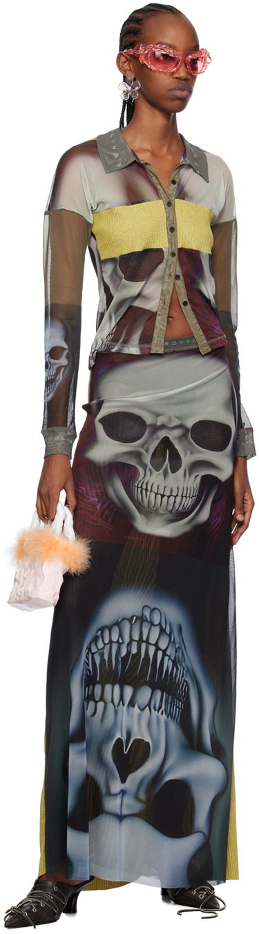 Polo tričko Ottolinger Ottolinger Semi-Sheer Skull-Print Polo Zelené | 103402, 3