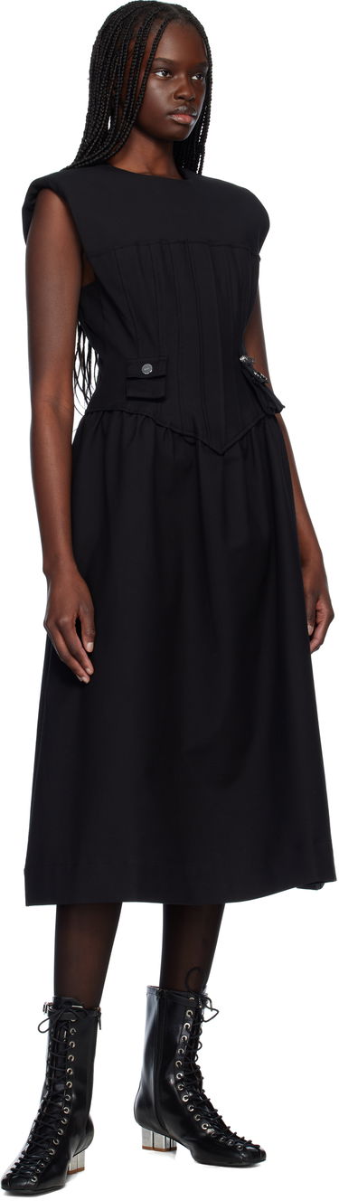 Šaty GANNI Ganni Corset Midi Dress Čierna | W0390, 3