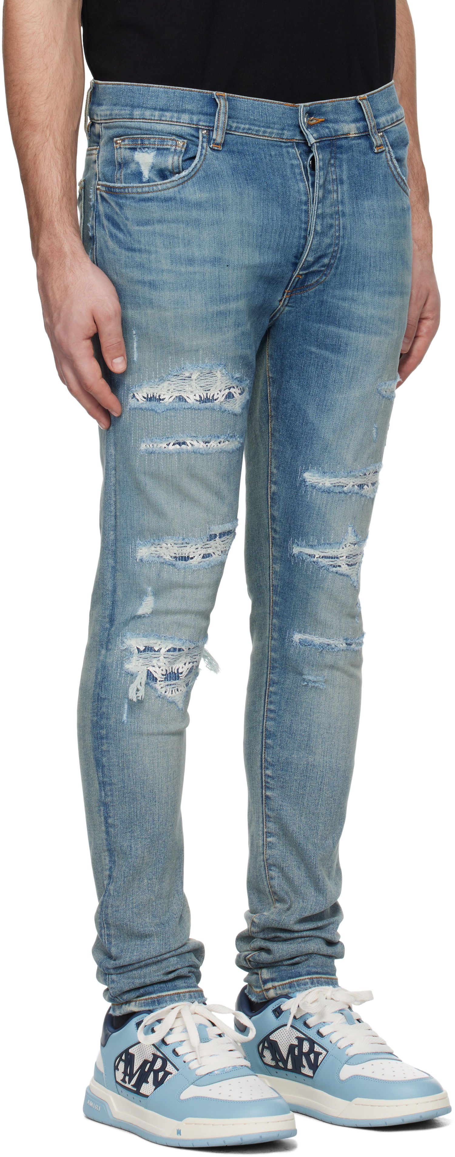 Džínsy AMIRI Quad Repaired Skinny Jeans Čierna | AMDNSY1100, 1