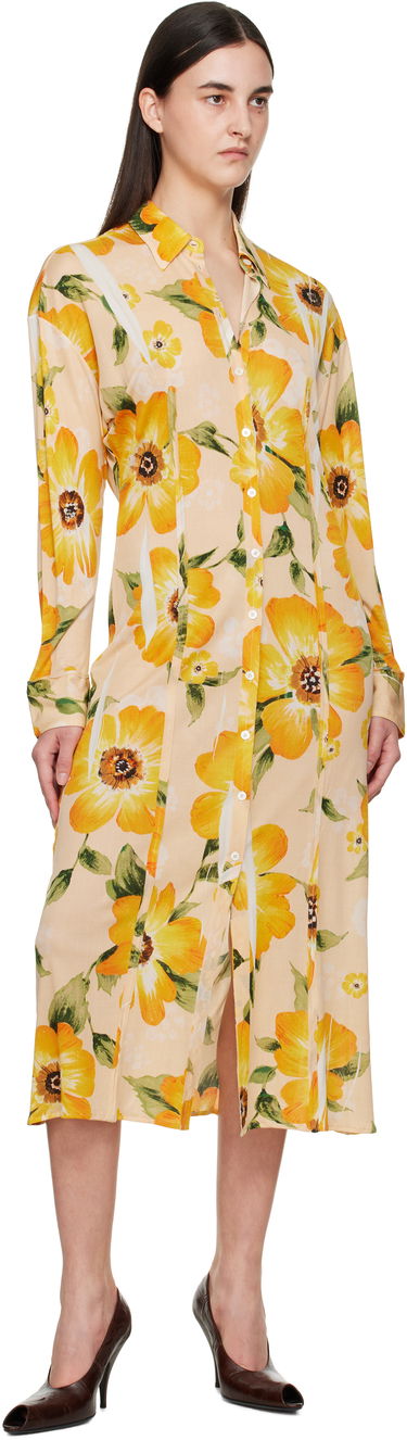Šaty Acne Studios Acne Studios Button-Up Floral Print Midi Dress Žltá | A20803-, 3