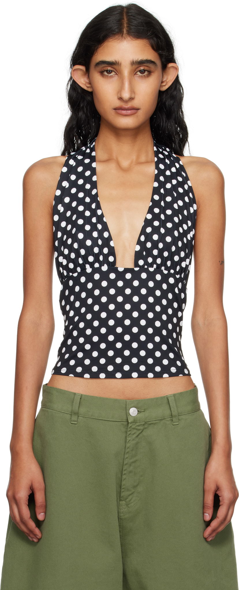 Tielko Miaou Miaou Mathilde Polka Dot Halter Top Čierna | 7189VISBWP