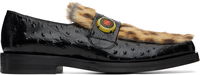 Martine Rose Champagne Cap Leopard-Trim Ostrich-Effect Square Toe Loafers
