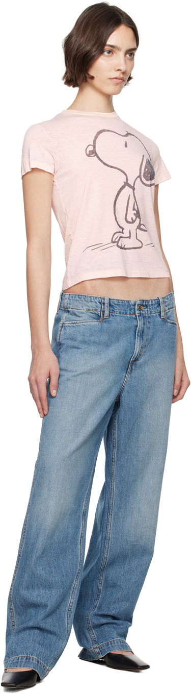 Crop Top RE/DONE Re/Done Classic Snoopy Cropped T-Shirt Ružová | 792-02WCGT319, 3