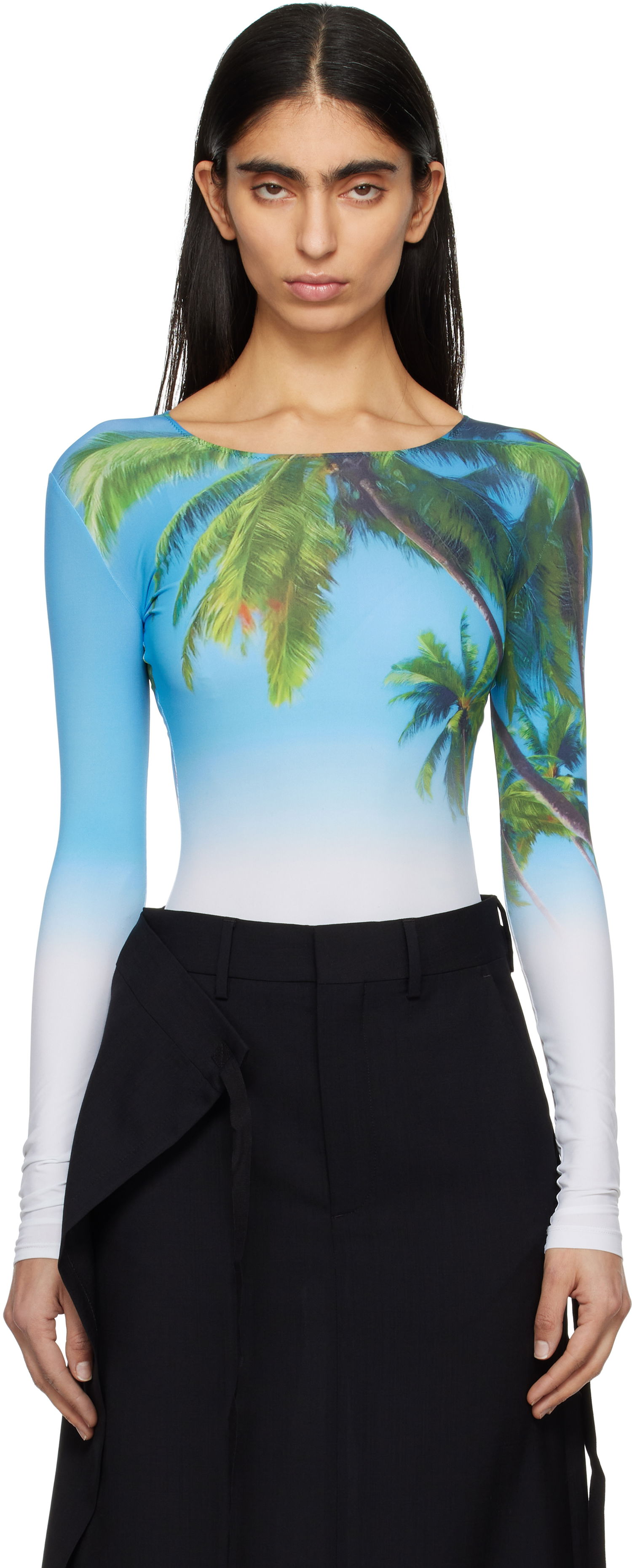 Body Maison Margiela MM6 Maison Margiela Archive Print Long Sleeve Bodysuit Modrá | S52NA0071 M20083, 0