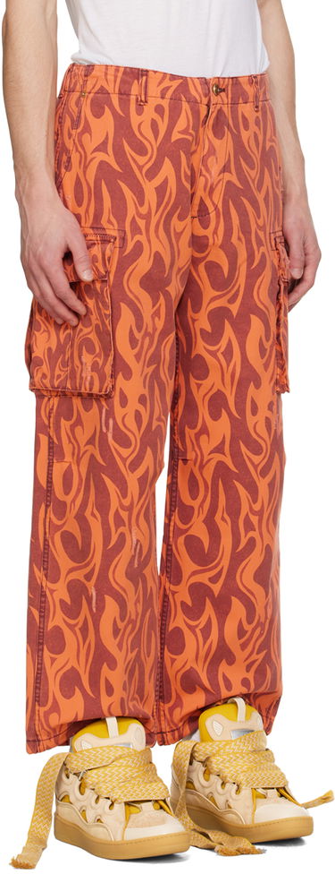 Cargo nohavice ERL Flame Print Cargo Pants Oranžová | ERL08P006, 4