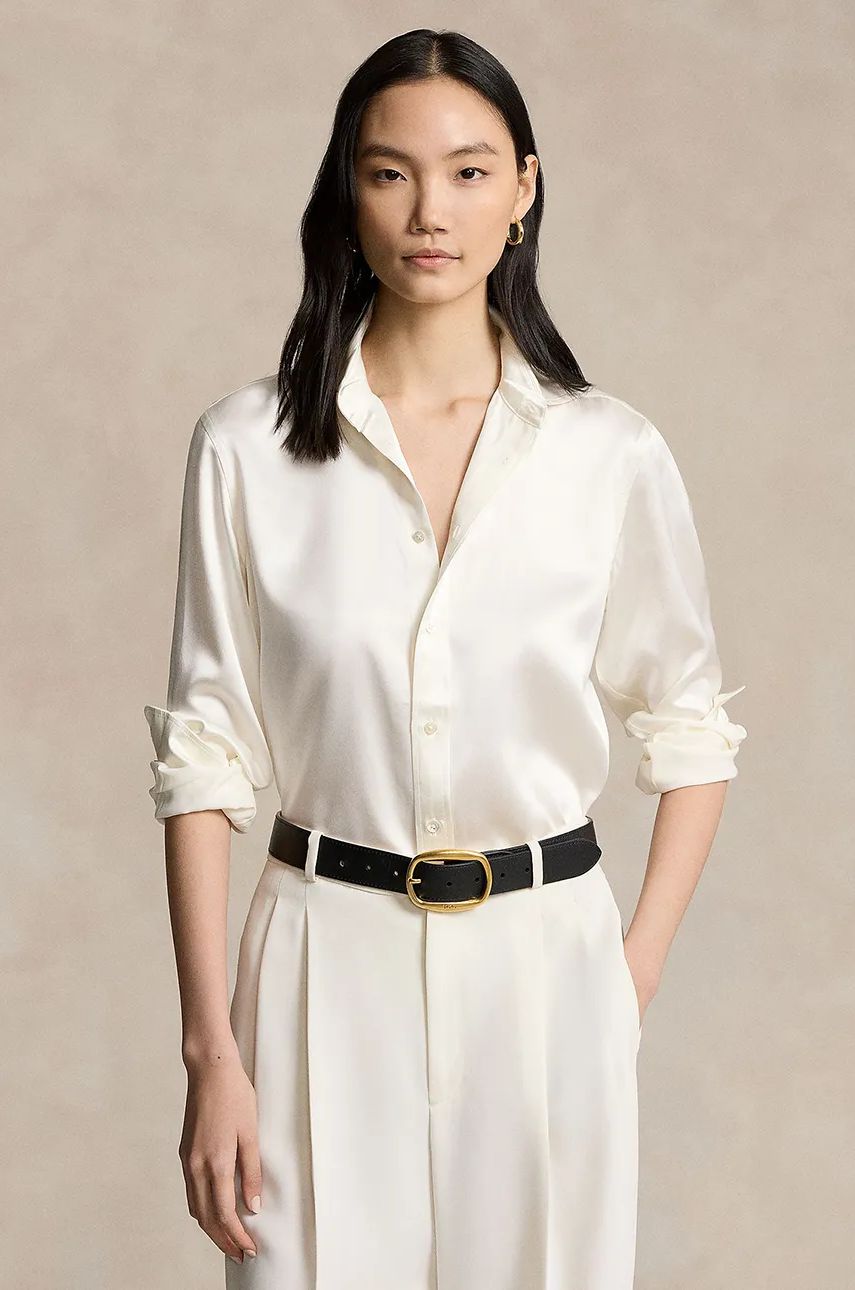 Košeľa Polo by Ralph Lauren Silk Slim Fit Shirt Biela | 211891378, 0