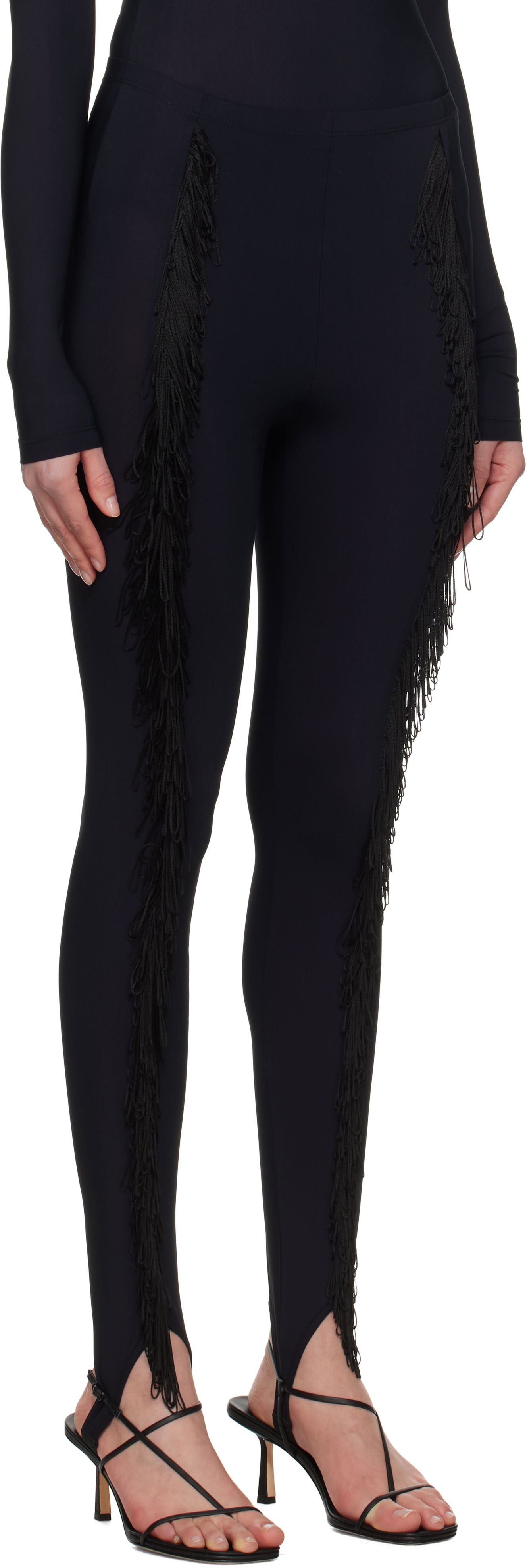 Legíny Maison Margiela MM6 Maison Margiela Fringe Stirrup Leggings Čierna | S52KA0525 S20518, 1