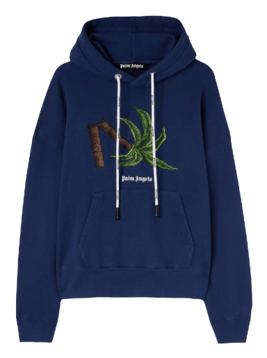 Mikina Palm Angels Broken Palm Hoodie Navy | PMBB058S22FLE0174655