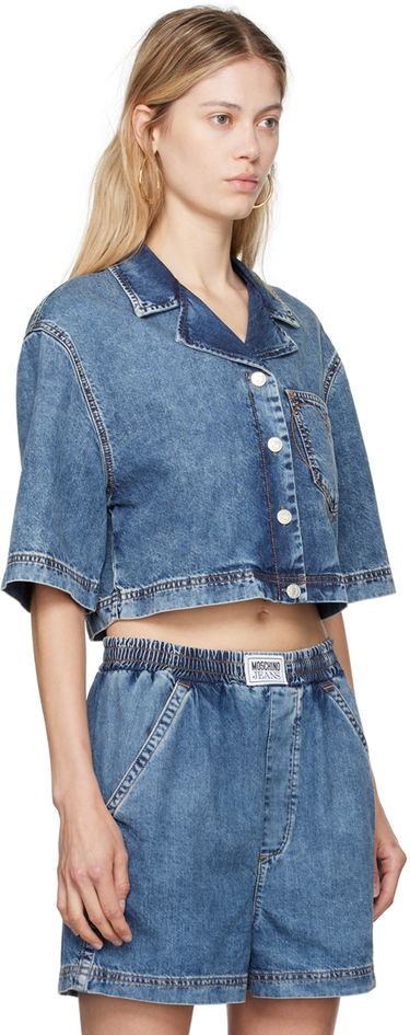 Košeľa Moschino Jeans Cropped Denim Shirt Modrá | 242K1A0202, 1