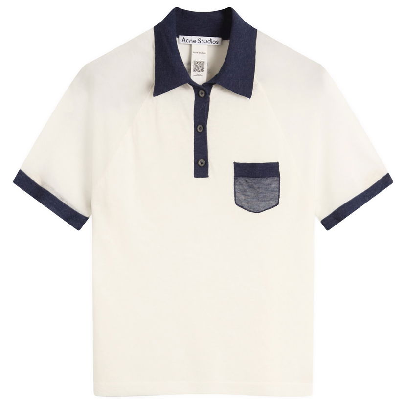 Polo tričko Acne Studios Women's Kout Transparent Polo Top, Size Large Biela | A60590-BL1