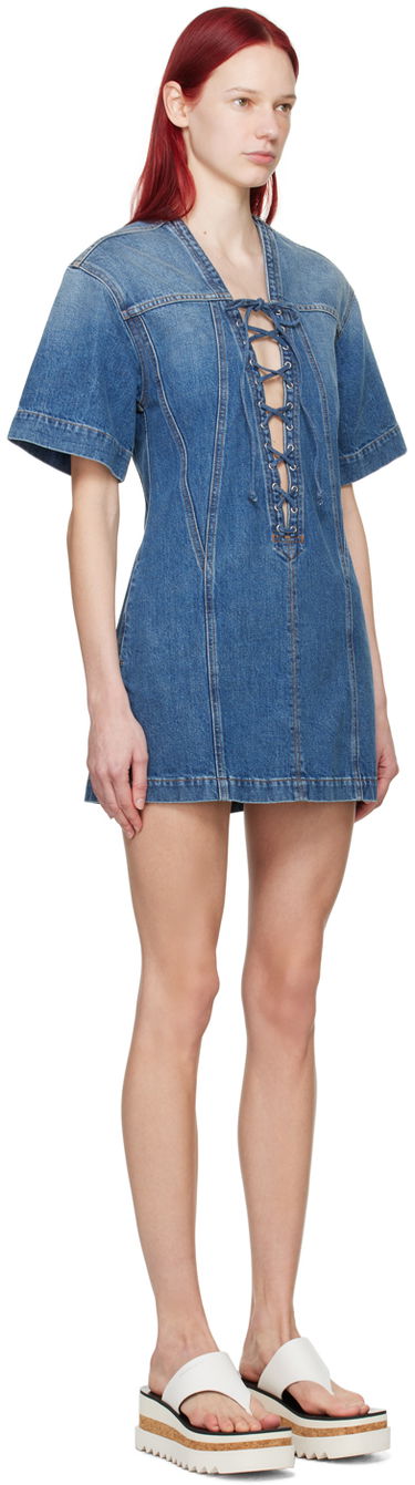 Šaty Stella McCartney Stella McCartney Lace-Up Denim Minidress Modrá | 6D02603SPH72, 1
