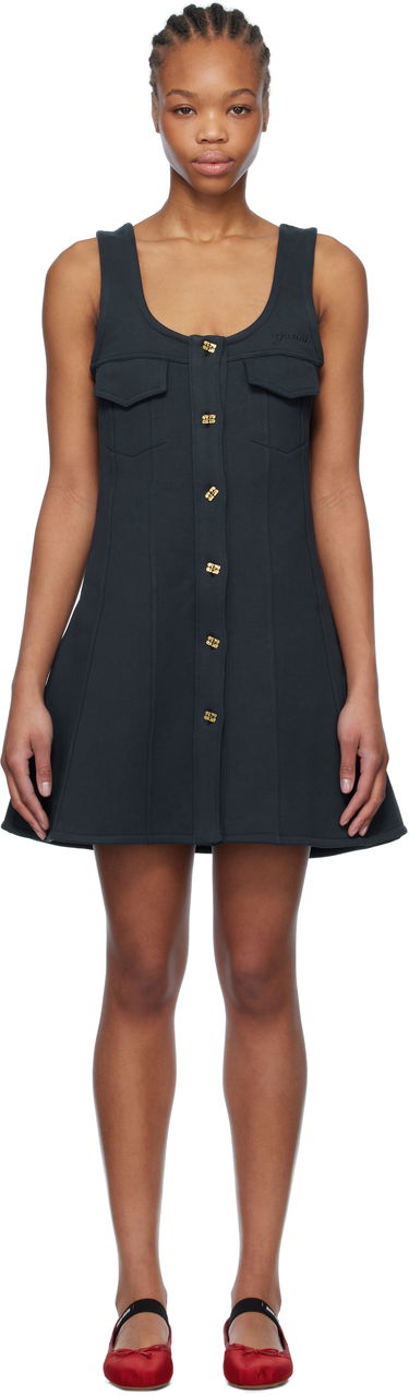 Šaty GANNI Ganni Fleece Mini Dress Čierna | T4096, 0