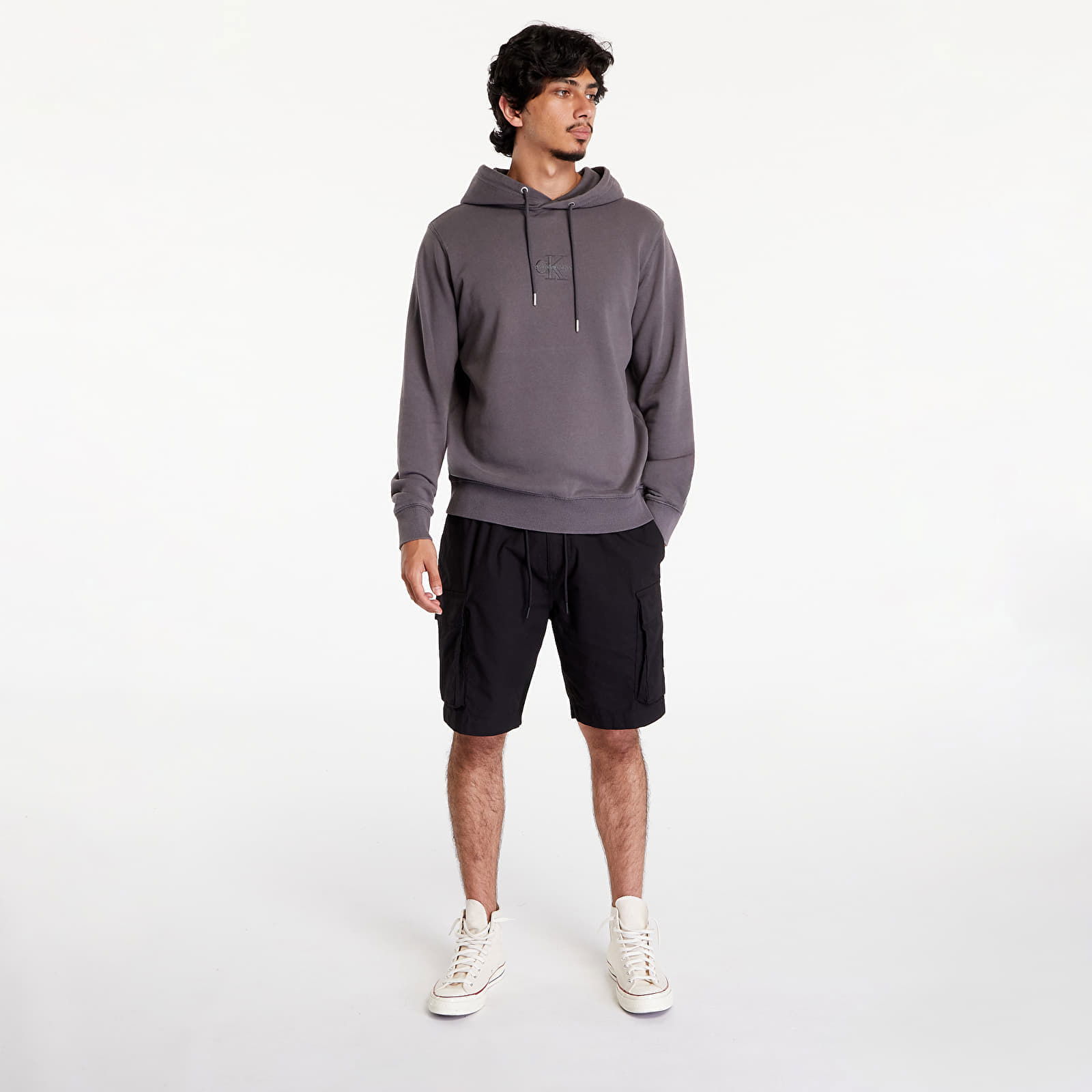 Washed Monologo Hoodie Gray