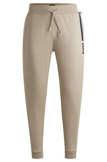 Tepláky BOSS BOSS Cotton Terry Tracksuit Bottoms with Logo Print Béžová | 50535813, 0
