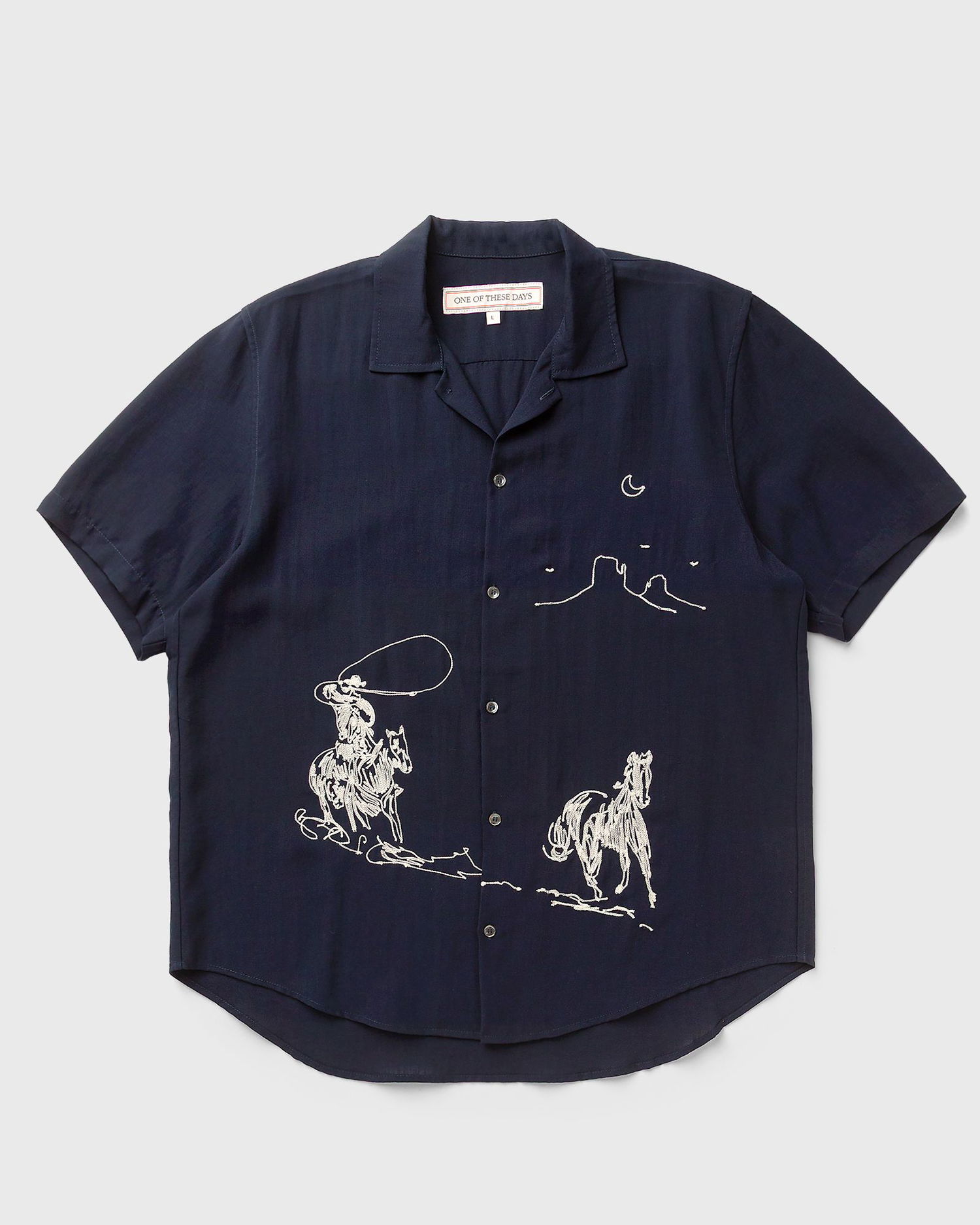 Košeľa One of These Days Into The Distance Cowboy Embroidered Camp Shirt Navy | 01C-16-005-NAVY, 1