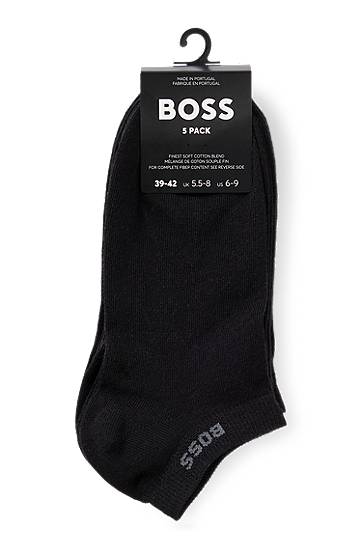 Ponožky BOSS Five-pack of BOSS ankle socks with logo Čierna | 50514840, 1