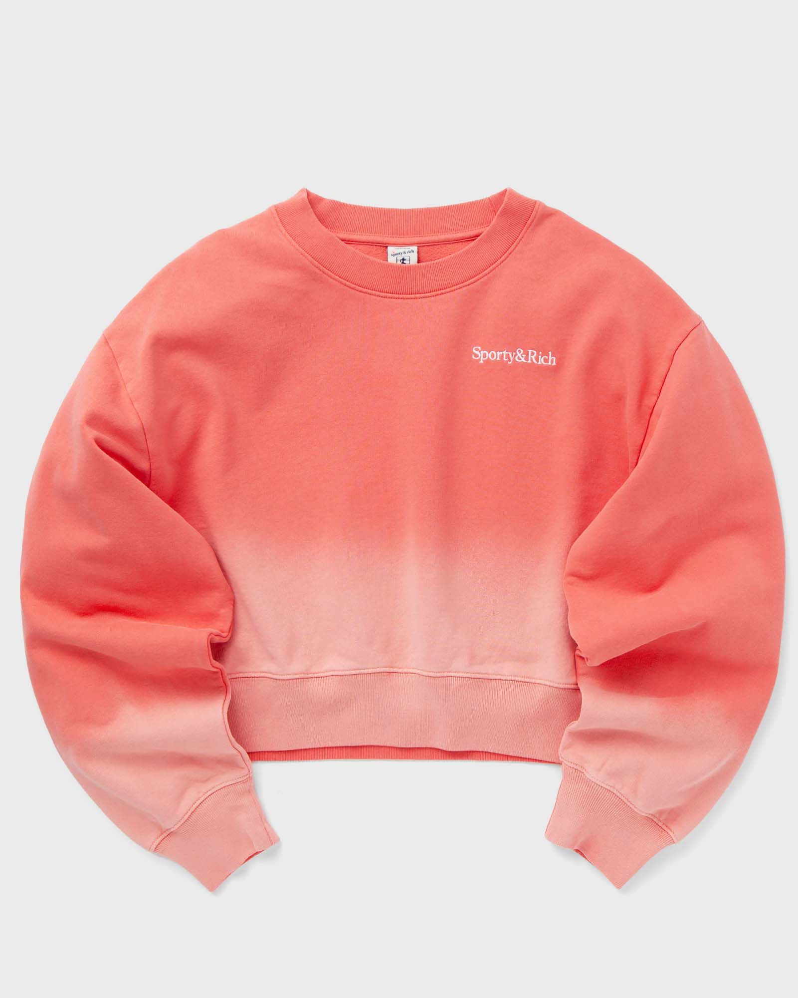 Serif Logo Embroidered Cropped Dip Dye Crewneck Sweatshirt