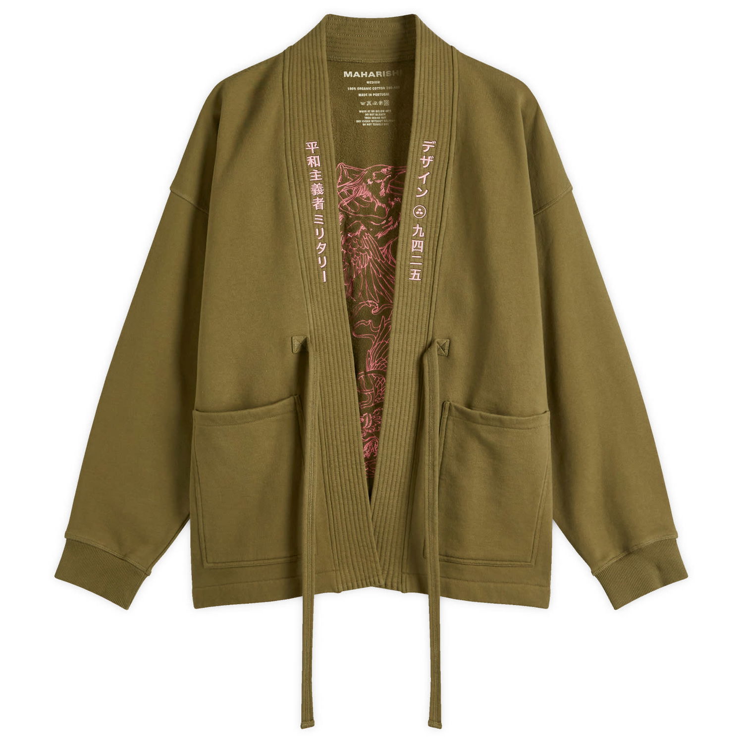 Mikina Maharishi Maharishi Crow & Heron Sweat Kimono Zelené | 1495-OLV, 0