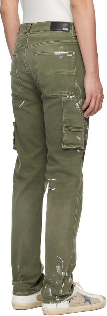 Džínsy AMIRI AMIRI Army Logo Painted Slim Workman Jeans Zelené | AMDNSM1018, 2
