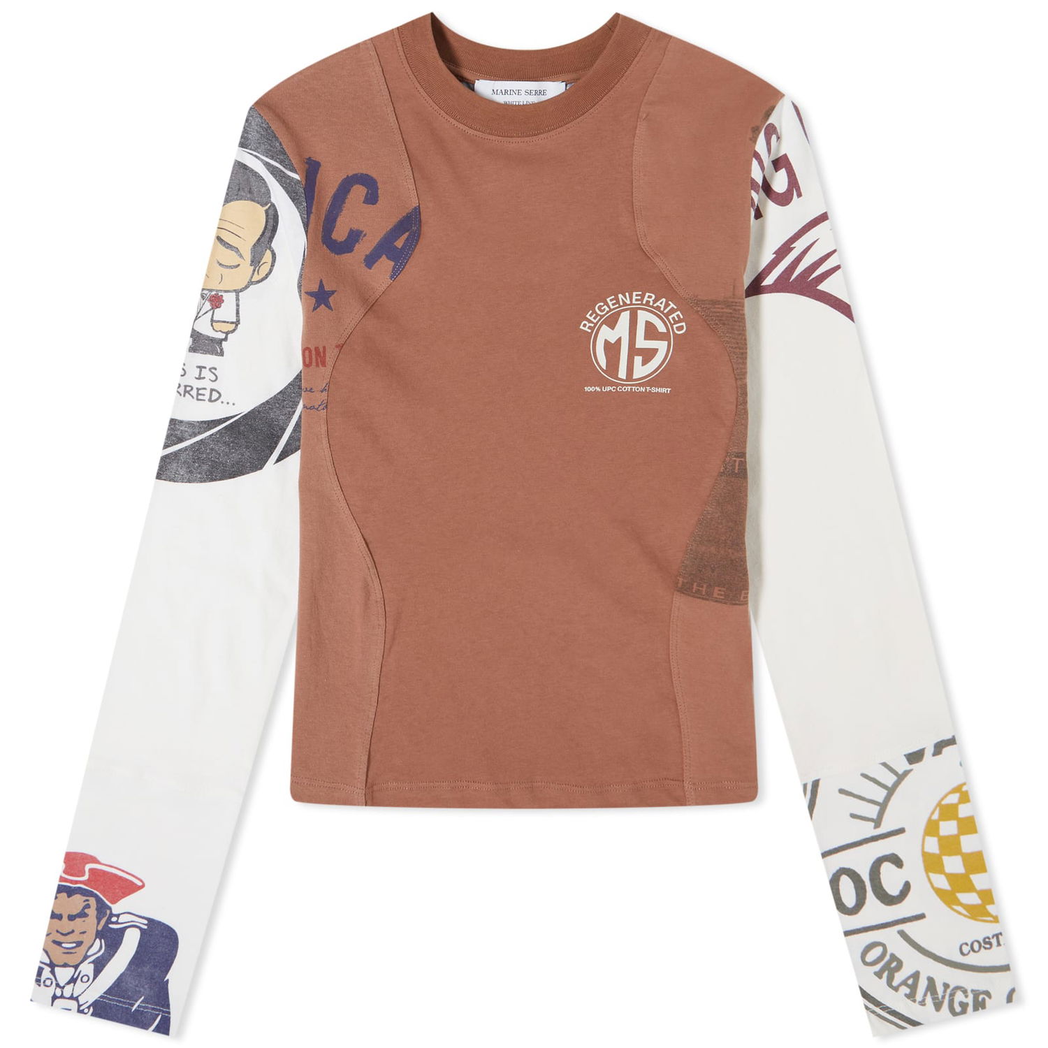 Tričko Marine Serre Regenerated Graphic Patchwork T-Shirt Hnedá | WTO106-BR51, 0