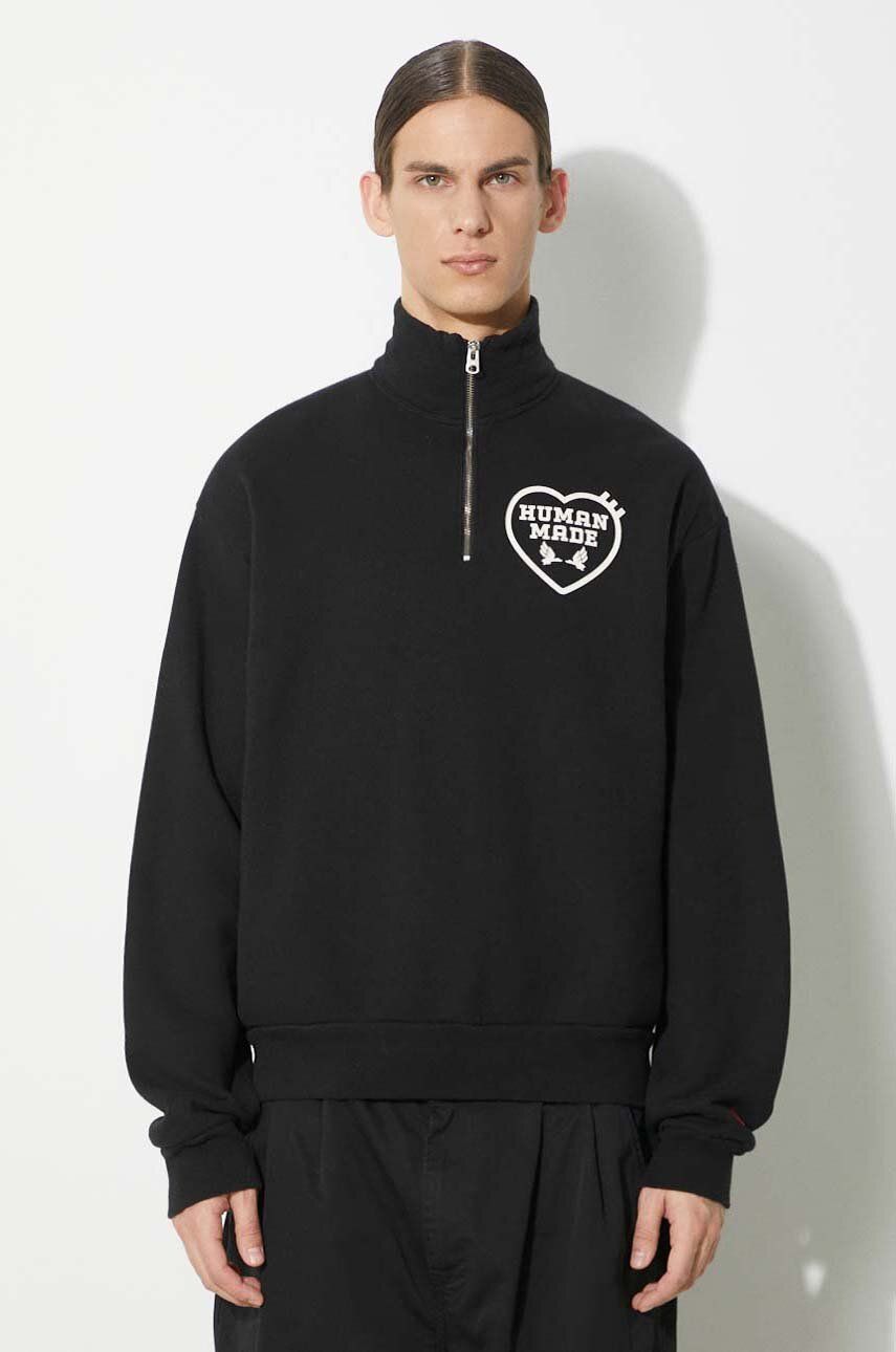 Mikina Human Made Military Half-Zip Printed Sweatshirt Čierna | HM27CS021, 0
