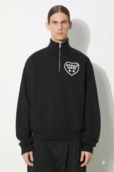 Mikina Human Made Military Half-Zip Printed Sweatshirt Čierna | HM27CS021, 0