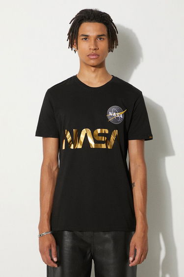 Tričko Alpha Industries NASA Reflective T-Shirt With Print Čierna | 178501.365, 0