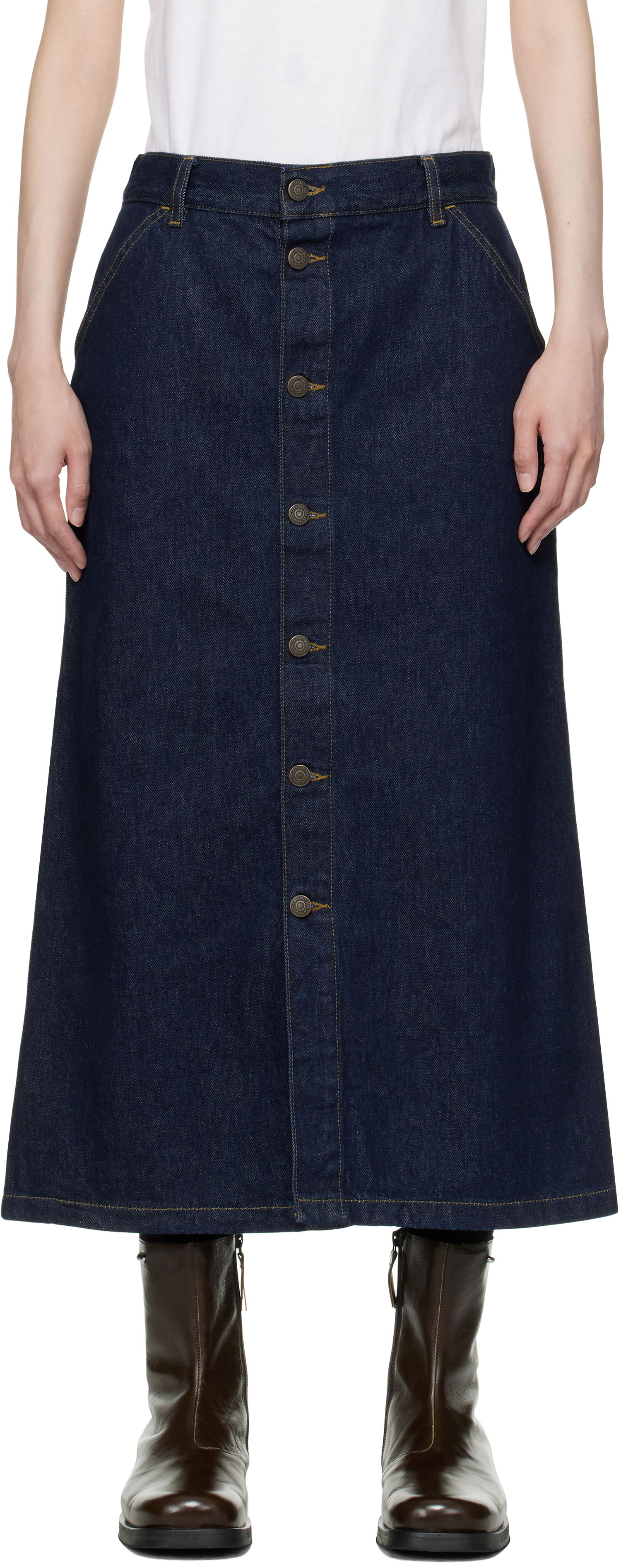 Sukňa Carhartt WIP Work In Progress Marvin Denim Midi Skirt Navy | I034647 0102, 0