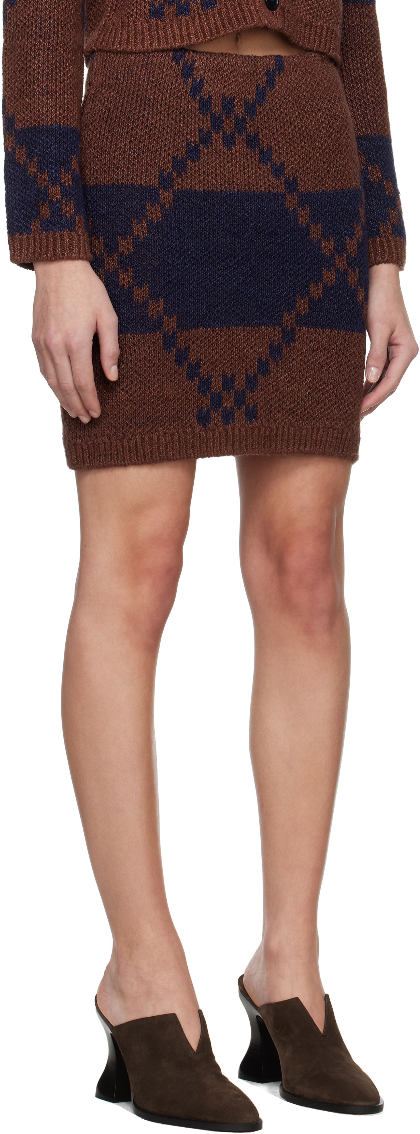 Sukňa JW Anderson JW Anderson Fairisle Knit Miniskirt Hnedá | KW1412-YN0439, 1