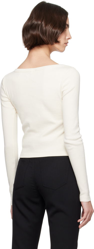 Sveter RE/DONE Re/Done Hanes Edition Scoop Neck Long Sleeve Top Biela | 787-02WSCNKCD, 2