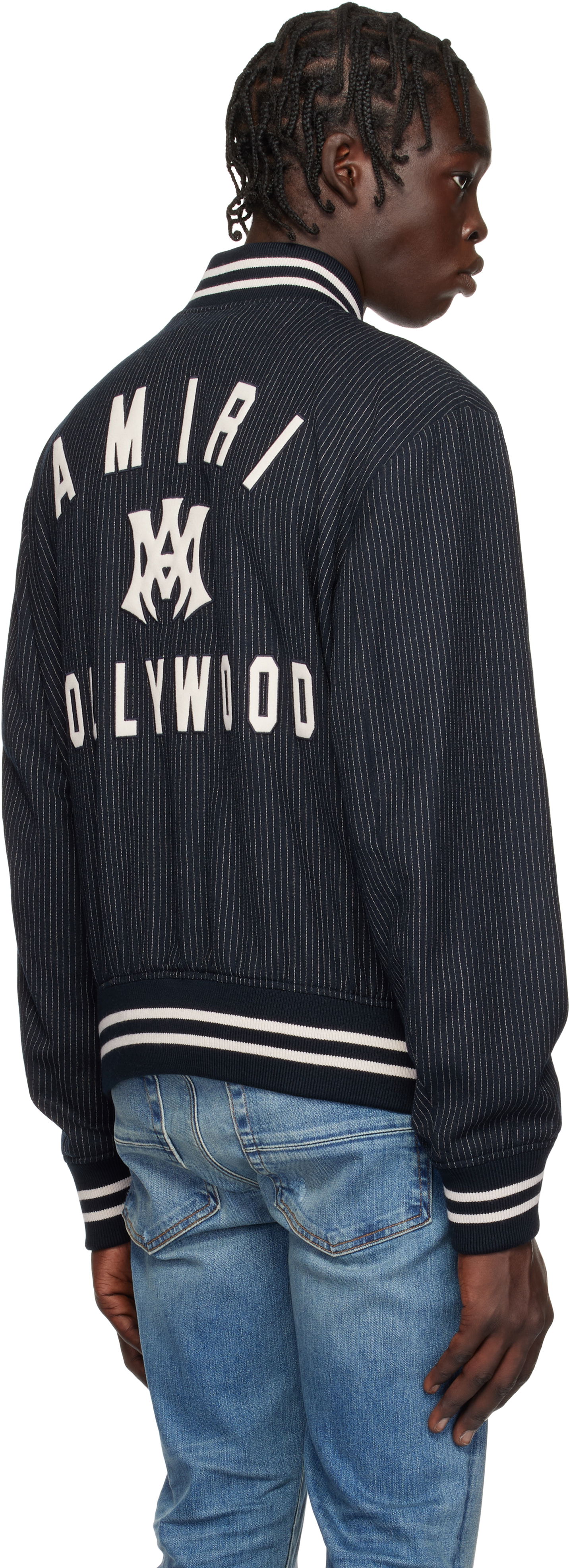 'MA Hollywood' Pinstripe Bomber Jacket