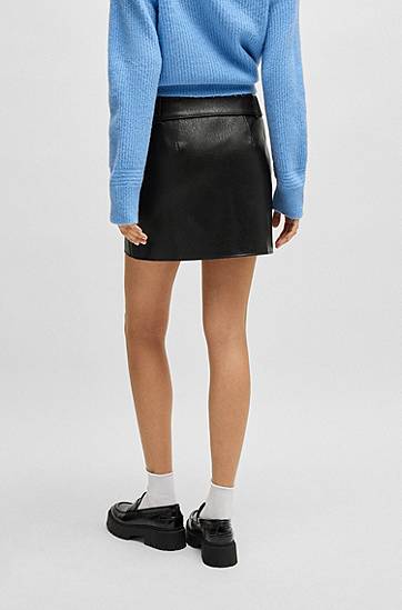 Sukňa BOSS Faux Leather Mini Skirt with Belt Čierna | 50533859, 1