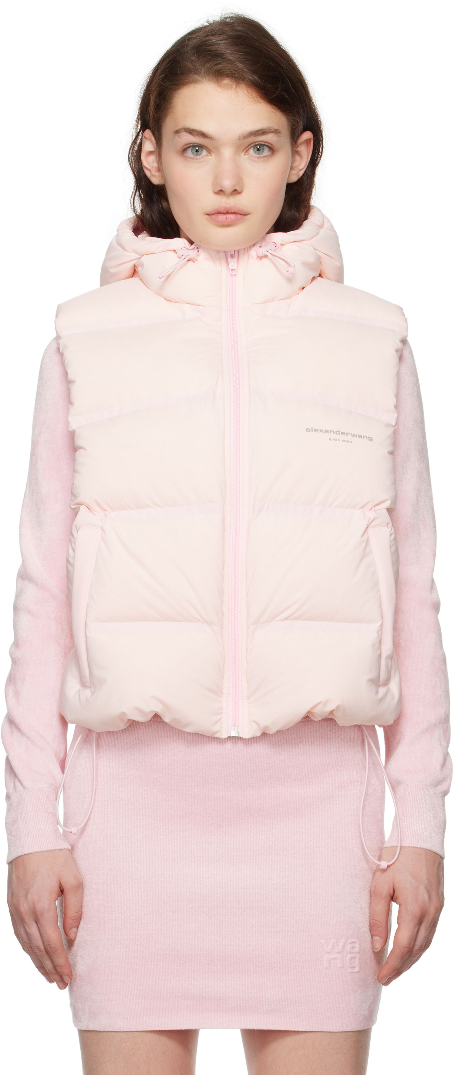Vesta Alexander Wang Cropped Hooded Puffer Vest Ružová | 1WC4242595, 0