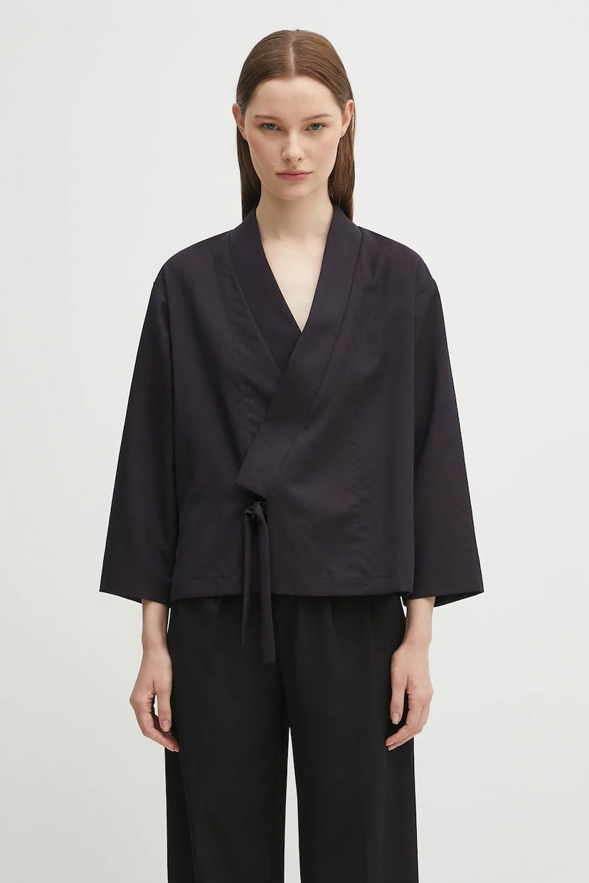 Košeľa KENZO Kenzo Weave Kimono Oversize Čierna | FF62VE0329ID