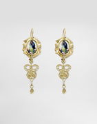Dolce & Gabbana Sicily Drop Earrings with Religious Figure and Filigree Design