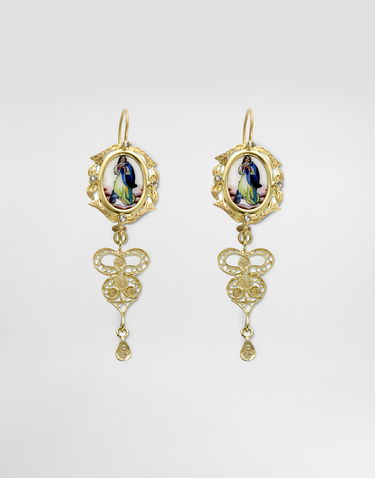 Náušnice Dolce & Gabbana Dolce & Gabbana Sicily Drop Earrings with Religious Figure and Filigree Design Žltá | WEDD1GW0001ZOO00, 0