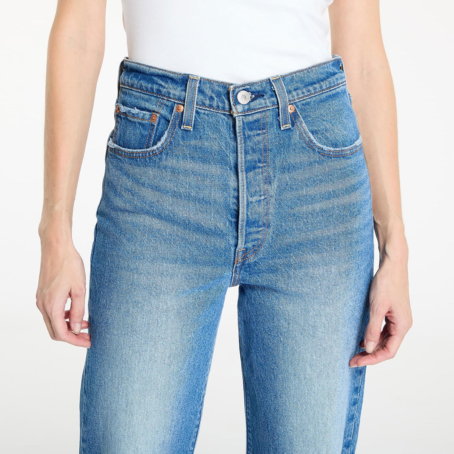 Nohavice a džínsy Levi's Blue Ribcage Full Length Jeans Modrá | 79078-0008, 1