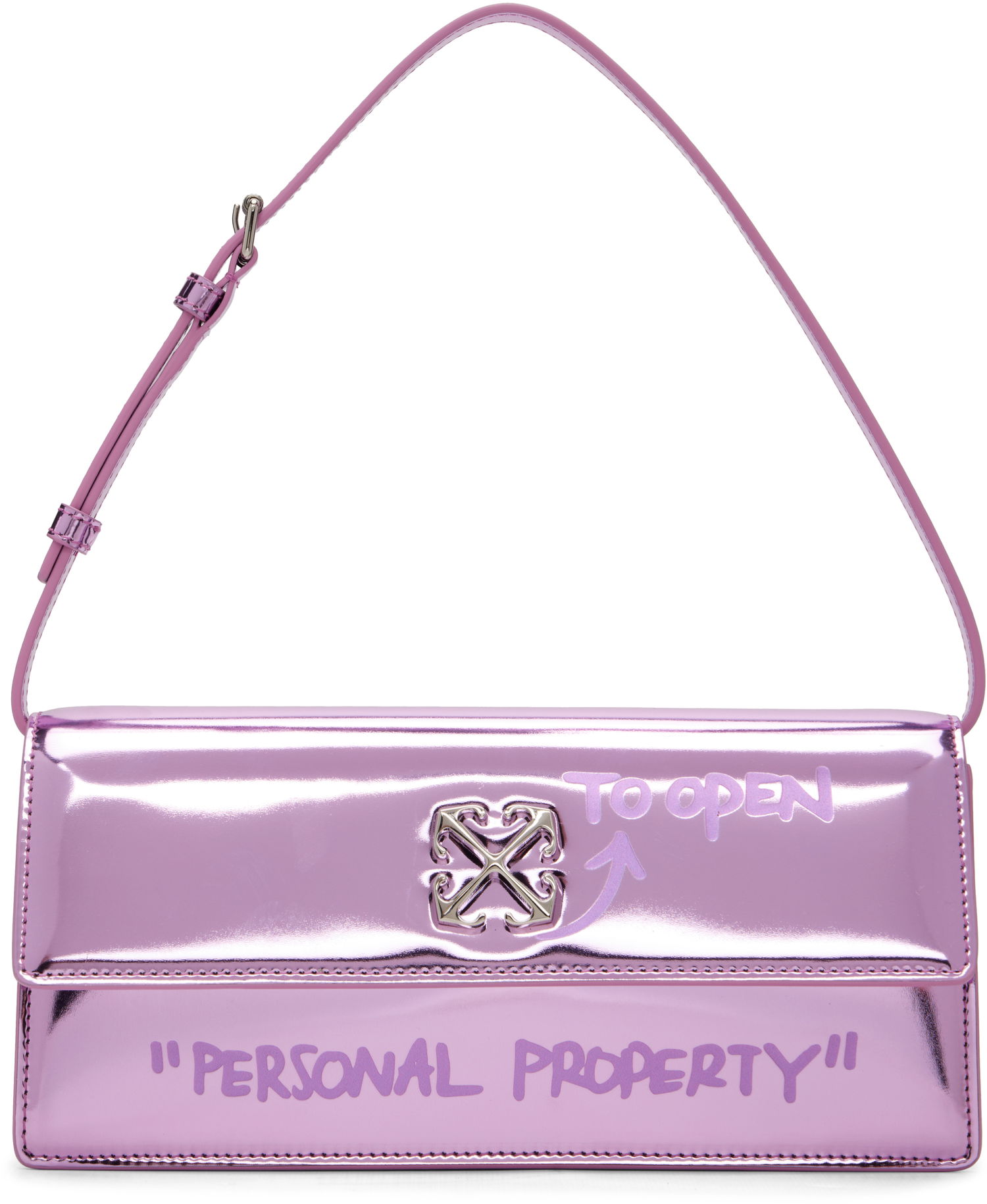 Taška cez rameno Off-White Jitney 1.0 Metallic Flap Shoulder Bag 'Personal Property' Ružová | OWNN172F25FAB0023232, 0